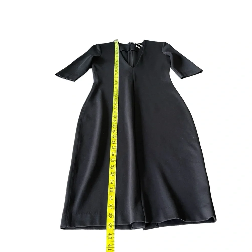 Aritzia Babaton Black V-Neck Elbow Sleeve Leon Midi Bodycon Dress (2) - Picture 11 of 15